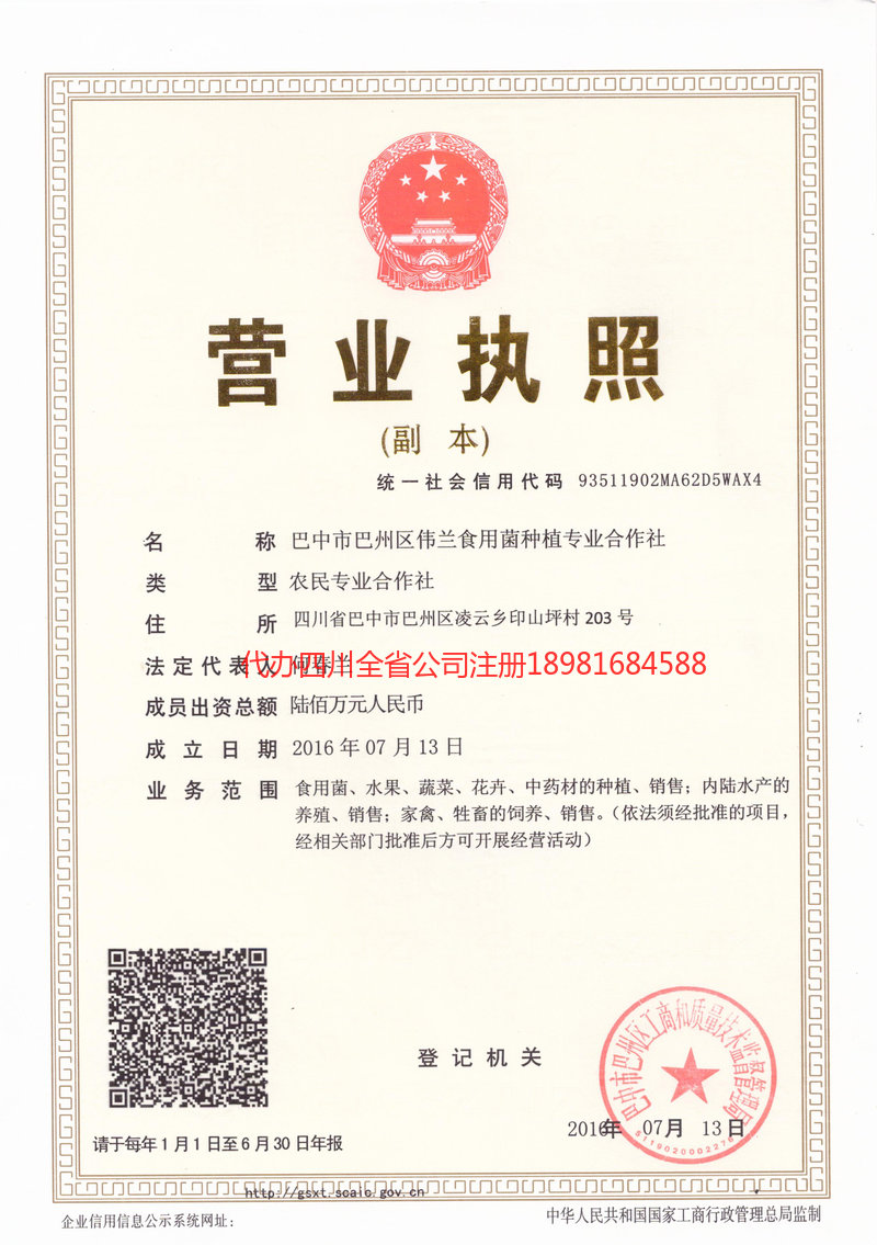 栖霞栖霞伟兰食用菌种植专业合作社